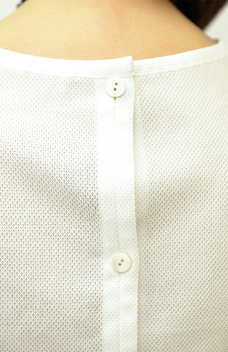Camicia con manica tre-quarti a campana in cotone cellulare