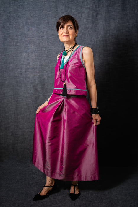 V-Neck Reversible Silk Taffetà Waistcoat