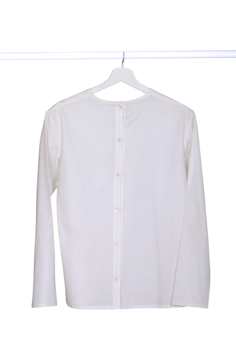 back side small weave cellular cotton woman round collar shirt handmade in Florence 