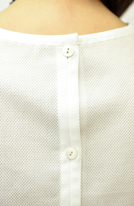 Camicia con manica tre-quarti a campana in cotone cellulare a trama grande