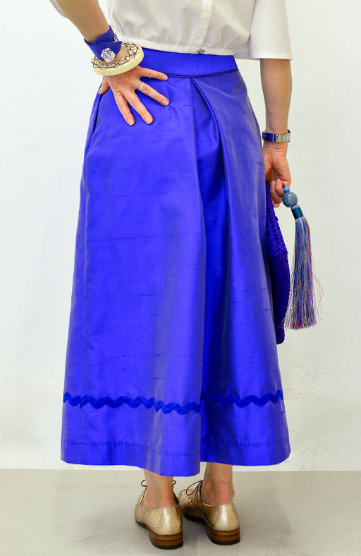 flared silk shantung midi woman skirt handmade in Florence - back