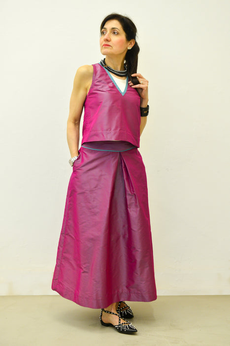 Gonna midi donna in taffetà di seta, fatta a mano nel mio atelier