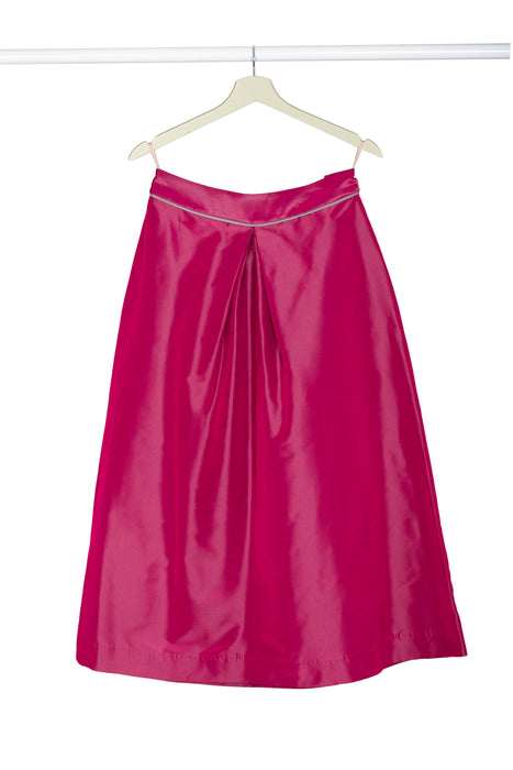 flared silk taffeta midi woman skirt handmade in Florence - front