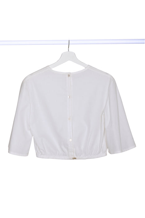 large_weave_cellular_cotton_woman_cropped_bell-sleeve_shirt_handmade in Florence back