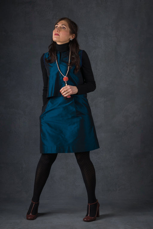 silk taffeta woman top and skirt handmade in Florence