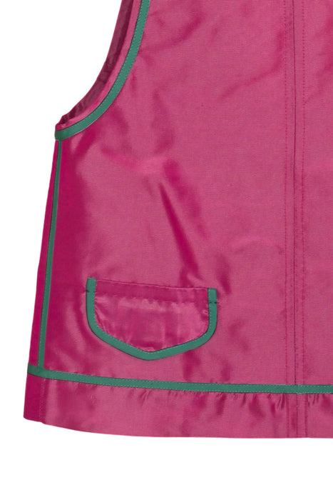 stitching and pocket detail back side reversible silk taffetà woman top handmade in Florence 