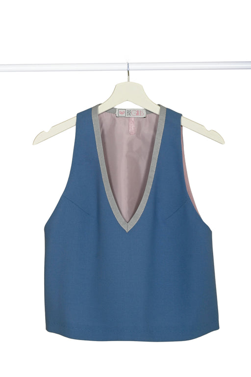 v-neck wool crepe woman  top handmade in Florence 